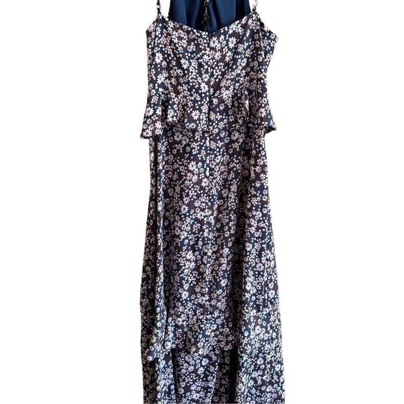 GIANNI BINI DITZY FLORAL PEPLUM CROSS BACK MAXI DRESS WHITE & BLUE SZ M - Picture 7 of 11